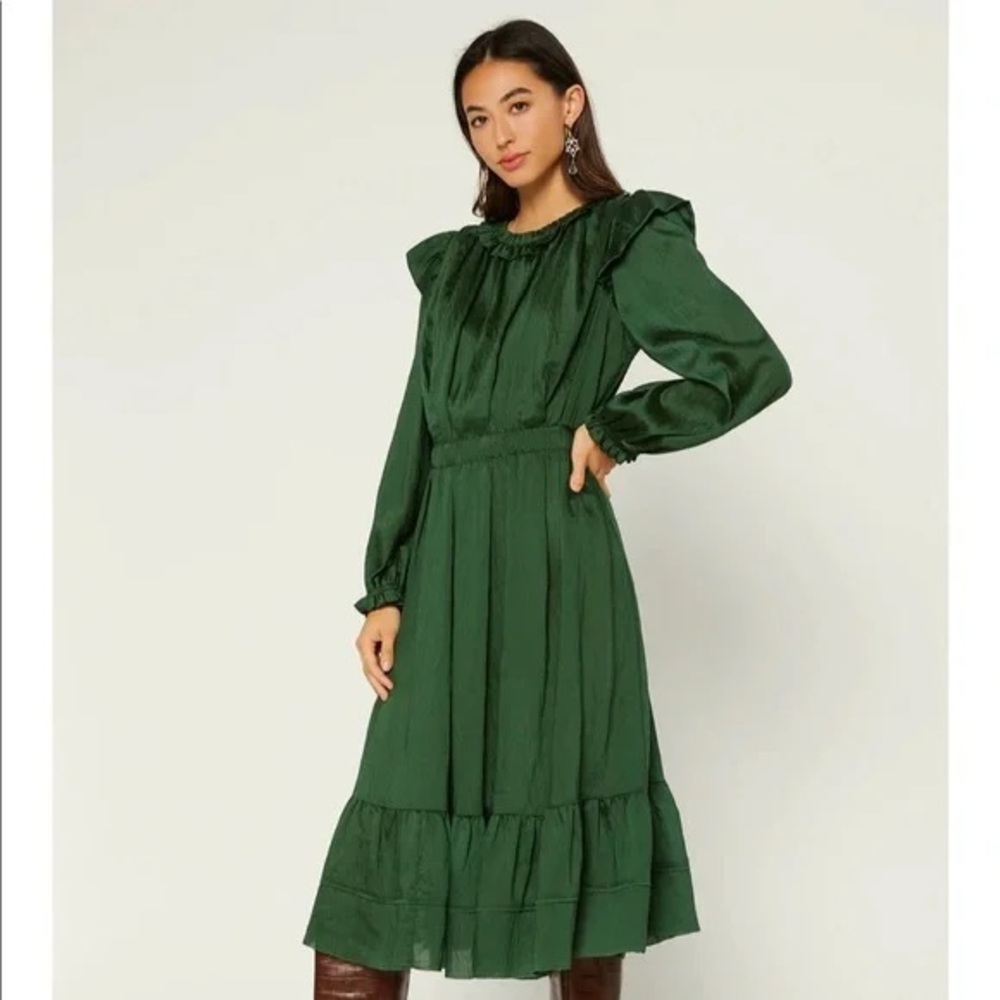 Emerald Green Current Air Long Sleeve Dress Size Medium EUC - Picture 2 of 11
